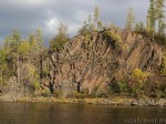 Basalt outcrop on the river bank